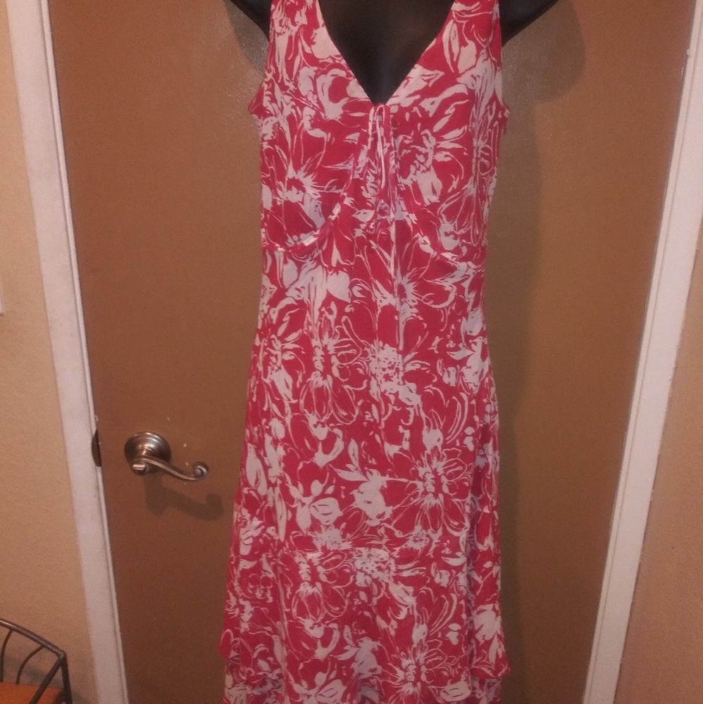 B2 Amaranto Red & White Floral Occasion Dress Sz 14